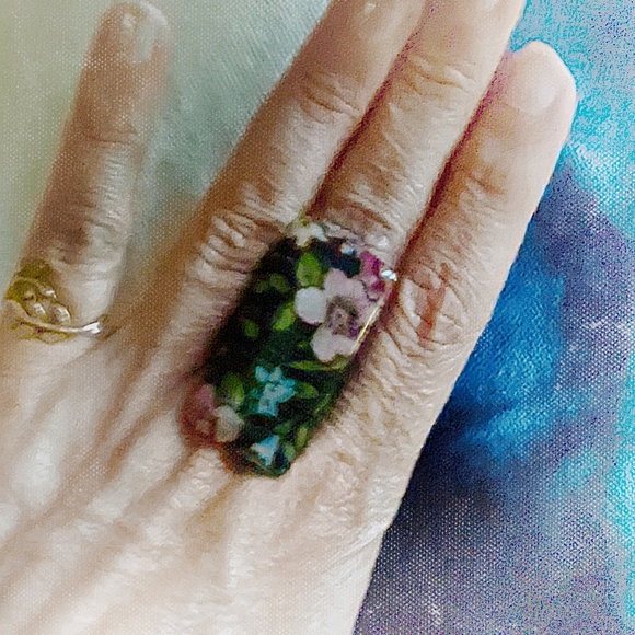 Source Unknown Jewelry - Floral Geometric Statement Ring Size 7.5-8
